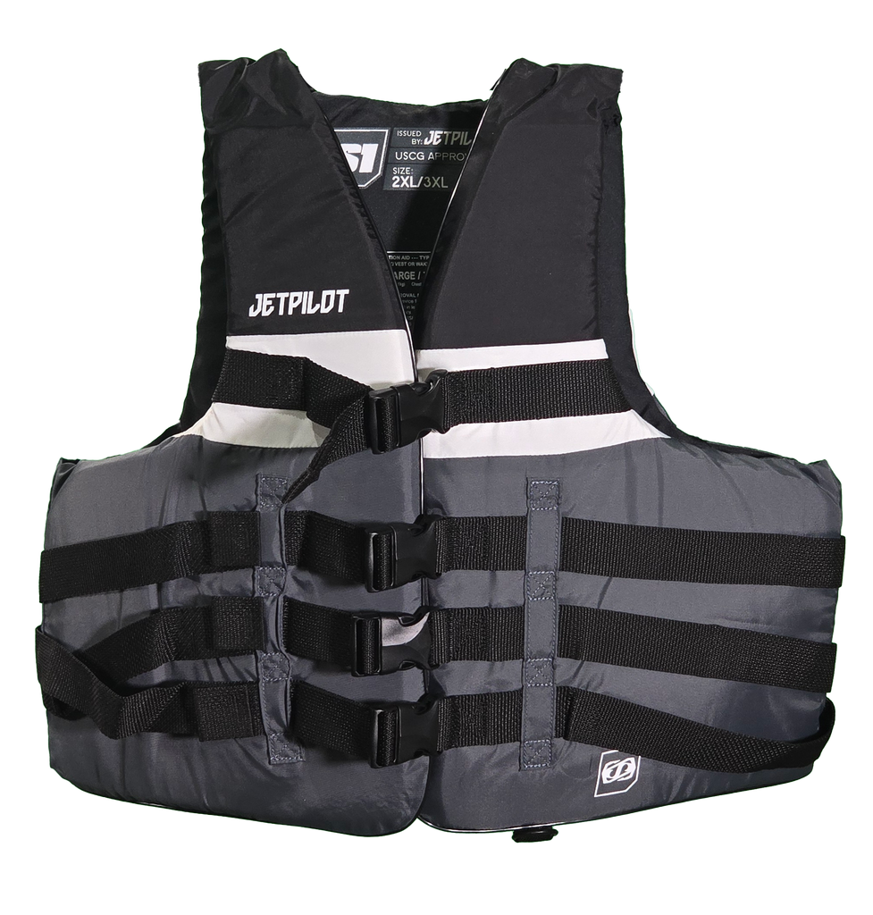 JET PILOT S1 NYLON BLACK/GRAY PFD (MEN'S) - 3X ONLY – JetBoatPilot JET PILOT S1 NYLON BLACK/GRAY PFD (MEN'S) - 3X ONLY – JetBoatPilot