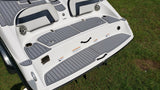 SeaDek Storm Gray over Black / 2 Inch Teak (Closest Marine Mat match is Slate Gray over Black)