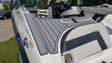 SeaDek Storm Gray over Black / 2 Inch Teak (Closest Marine Mat match is Slate Gray over Black)