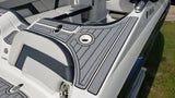 SeaDek Storm Gray over Black / 2 Inch Teak (Closest Marine Mat match is Slate Gray over Black)