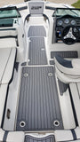 SeaDek Storm Gray over Black / 2 Inch Teak (Closest Marine Mat match is Slate Gray over Black)