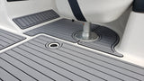 SeaDek Storm Gray over Black / 2 Inch Teak (Closest Marine Mat match is Slate Gray over Black)
