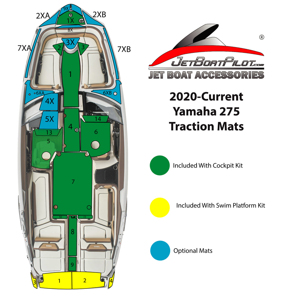 Marine Mat Bow Rail Mats (7X) for Yamaha 27 Foot Sport Boats (2019