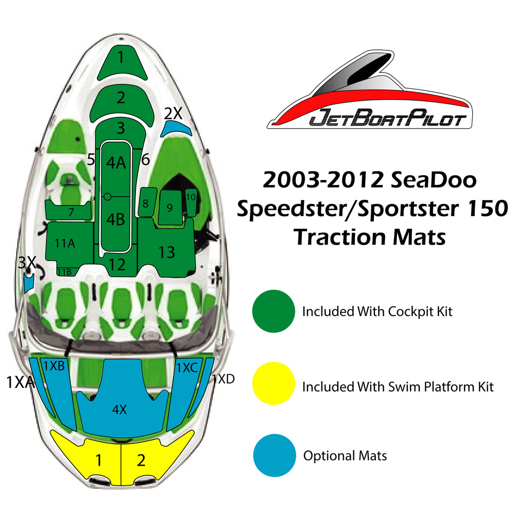 Tri-Color Marine Mat for Sea-Doo Speedster 150 (03-12 MY)