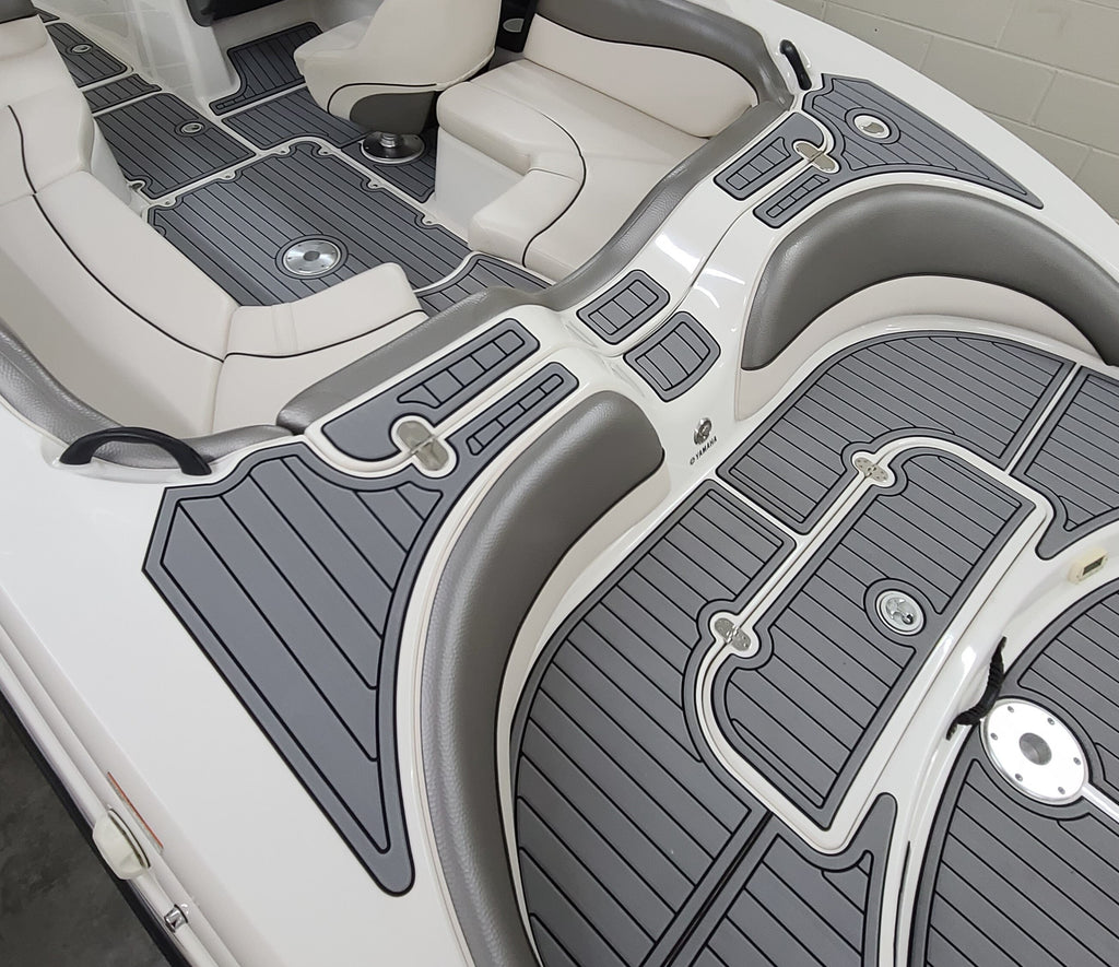 SeaDek Storm Gray over Black / 2 Inch Teak (Marine Mat closest match is Slate Gray over Black)