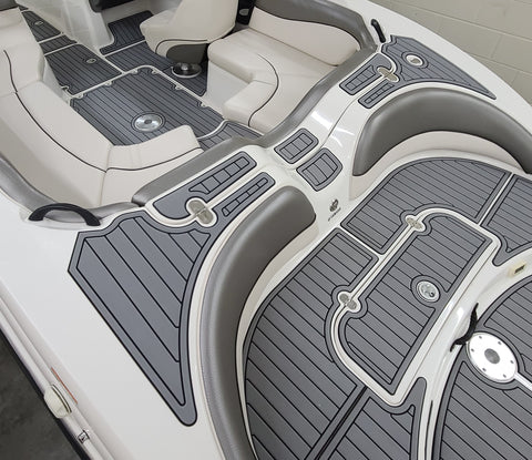 SeaDek Storm Gray over Black / 2 Inch Teak (Marine Mat closest match is Slate Gray over Black)