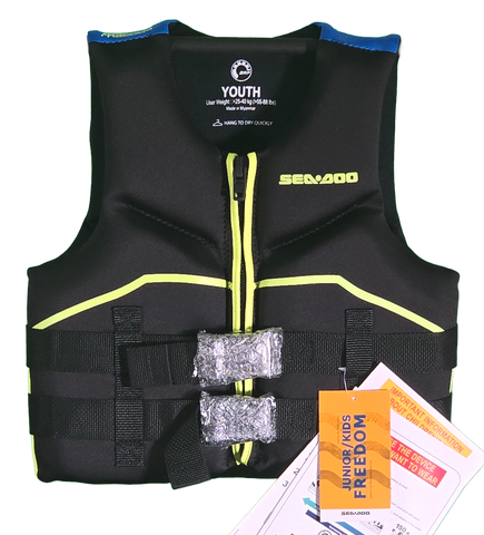Sea-Doo Unisex Junior Freedom Black/Yellow PFD/Life Jacket