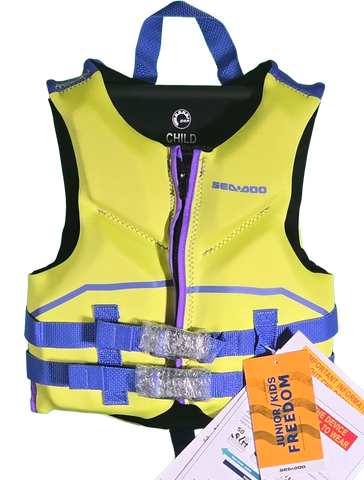 Sea-Doo Unisex Kids’ Freedom High Vis Yellow PFD/Life Jacket