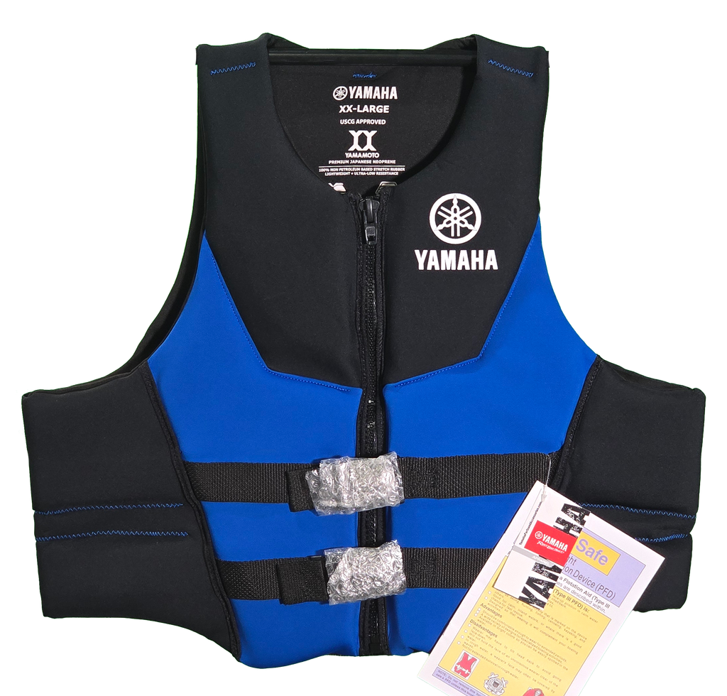 YAMAHA NEOPRENE BLACK/BLUE 2-BUCKLE PFD (MEN'S)
