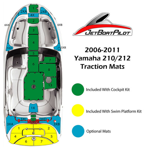 Tri-Color Marine Mat for Yamaha 21 Foot Sport Boats (06-11 MY)