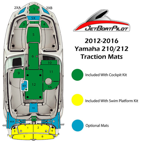 Tri-Color Marine Mat for Yamaha 21 Foot Sport Boats (12-16 MY)