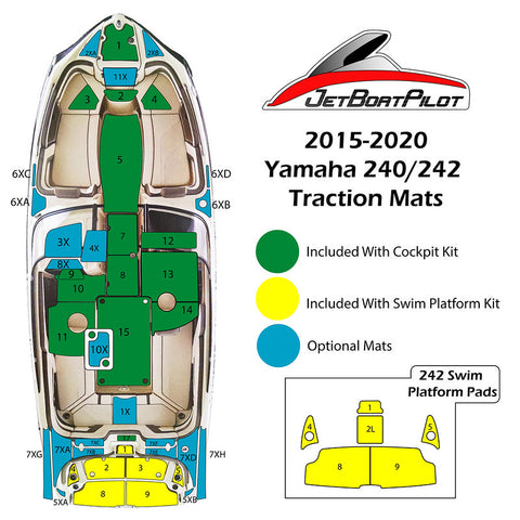 Tri-Color Marine Mat for Yamaha 24 Foot Sport Boats (15-20 MY)