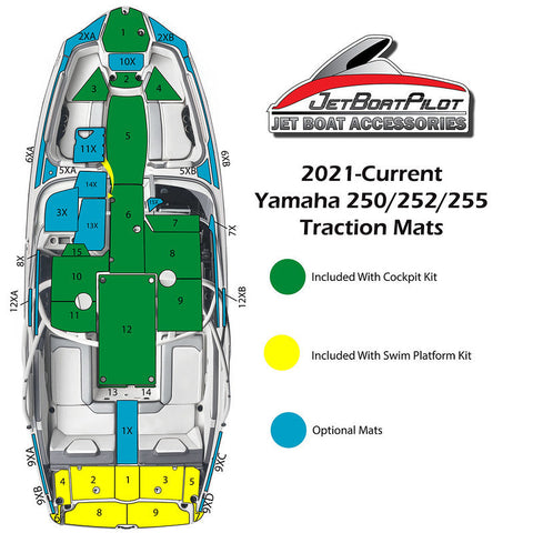 Marine Mat Port/Starboard Cockpit Rail Mats Yamaha 25 Foot Sport Boat (2021-Current)
